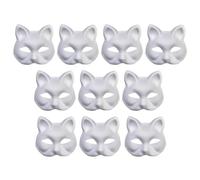 10 mascarillas para gatos, cara de gato blanco, mascarillas de papel, máscaras de gato para pintar, máscaras blancas para colorear para niños, adultos, Halloween, cosplay, fiesta de máscaras