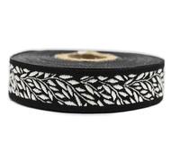 10 metros 20 mm Negro y Blanco Cinta Jacquard Tejida con Patrón de Hojas Rollos Galón Cinta Tela Bordada Artesanía Ropa mercería Ocio Creativo Decoración Costura Medieval 20270-V9