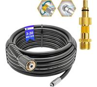 10 metros de manguera de limpieza de tuberías para limpiador de alta presión M22 x 1,5, manguera de desatascador compatible con Kärcher Kränzle N, etc. (boquilla giratoria y rígida, para Lavor