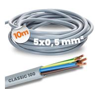 10 metros Lapp 00100034 Ölflex Classic 100 cable de control 5 x 0,5 mm² con conductor de protección verde y amarillo 5G0,5 mm² I 5 cables I Cable PVC codificado por color 5 hilos