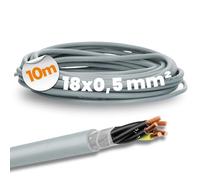 10 metros Lapp 0026106 ÖLFLEX CLASSIC FD 810 Cable de control 18 x 0,5 mm² gris con conductor de protección verde y amarillo, cable de PVC para cadena de remolque 18G0,5 I Cable de control de 18 hilos