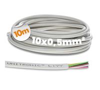10 metros Lapp 0028510 Unitronic LiYY Cable Eléctrico de Datos de PVC, 10 x 0,5 mm², Cable de Señal, Cable de Timbre, Alargador LED, 50 Conductores, Cable de Soldadura para Placa