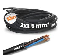 10 metros Lapp 1600199 H07RN-F 2x1,5 mm² cable de goma flexible sin conductor de protección I cable resistente a los rayos UV para exterior I resistente al frío