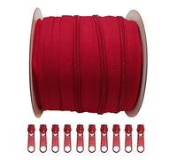 10 Metros/Rollo de Cremallera Continua de Nylon + 10 Cursores Deslizadores Libres de Metal 3#, Cremallera para Coser Ropa, Cremallera de Costura, Cremallera por Metros, (148, 3#)