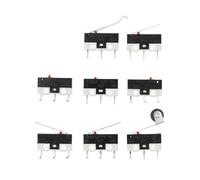 10 microinterruptores de límite momentáneos, 1 A, 125 V CA, 3 pines, mango largo, palanca de rodillo SPDT, 12 x 6 x 6 mm.(Pulley)