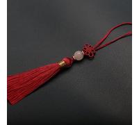 10 mini borlas, llaveros hechos a mano con borla sedosa con cuentas marcapáginas borla colgante pequeño nudo chino para joyas DIY pendientes manualidades llaveros -rojo vino