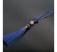 10 mini borlas, llaveros hechos a mano con borla sedosa con cuentas marcapáginas borla colgante pequeño nudo chino para joyas DIY pendientes manualidades llavero -azul oscuro
