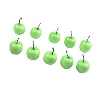 10 mini manzanas artificiales, frutas decorativas de plástico pintadas a mano de 3,5 cm, adornos de simulación realistas para exhibición en el hogar, festivales y centros de mesa de fiesta (verde)