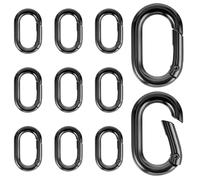 10 mini mosquetones negros de 2,5 cm, pequeños mosquetones de metal, pequeños anillos de resorte ovalados para llaveros, hebilla de resorte para mochila, colgante, bolso de camping al aire libre