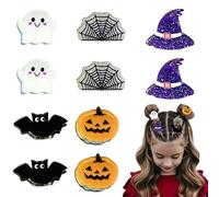 10 mini pinzas de pelo espeluznantes de Halloween para mujer, fantasma, calabaza, murciélagos, pinzas para el pelo, accesorios para el cabello para suministros de fiesta de Halloween