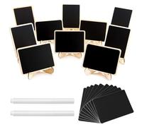 10 Mini Pizarras Pequeñas de Tiza con 2 Lápices Tizas,Borrable Tablero de Mensaje,Mini Pizarra con Soporte,Pizarra de Madera para Etiquetas de Precios,Tarjetas de Mesa,Cumpleaños,Carteles de Bufet
