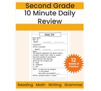 10 Minute Daily Review Workbook for 2nd Grade: Reading, Phonics, Math, Grammar & Writing Practice | 40 Days of Quick Skill-Building Activities for Kids Ages 7-8