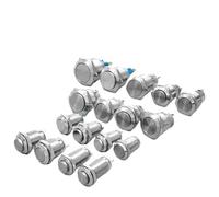 10 mm, 12 mm, 16 mm, 19 mm, 22 mm, botón de metal, interruptor de botón de alimentación, botón de empuje plano, cabezal alto, momentáneo/bloqueo de soldadura NO/NC (12 mm, FLAT_NO_MOMENTARY)