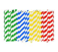 [10 mm de ancho] Lives on Green Pajitas de papel extra anchas de 15 cm para batidos y smoothies - Rayas de colores, papel grueso de 4 capas -100 unidades