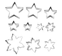 10 moldes de acero inoxidable con forma de estrella y copos de nieve | Cortadores de galletas de Navidad, 5 tamaños para estrellas y copos de nieve, mini a grande, para galletas y fondant