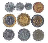 10 Monedas Diferentes De Argelia. Antiguo Dinero Argelino De Colección: Céntimos, Dinares. Elección Banco De Monedas, Soportes O Álbum