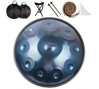 10 Note Handpan Drum 58cm en D Minor 432hz/440hz Tambor de Lengua para sanación del sonido meditación personal yoga(Azul,432Hz)