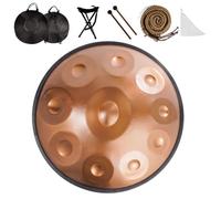10 Note Handpan Drum 58cm en D Minor 432hz/440hz Tambor de Lengua para sanación del sonido meditación personal yoga(Gold,432Hz)
