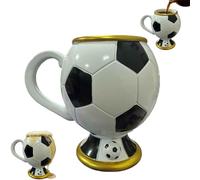 10 oz Soccers Mug,Soccers Balls Design Football Coffee Cup,Resin with Stainless Steel Inner,Footballs Cup with Handle,for Footballs Fans & Daily Coffee Use,Home,Office Decor (1pcs)