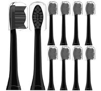 10 Pack Compatible con My Variations el cepillo de dientes eléctrico Cabezales de cepillos de repuesto, para My Variations el cepillo de dientes eléctrico con funda protectora (Negro, Medium)