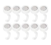 10-Pack Ganchos Magnéticos Autoadhesivos - Sujeción Super Fuerte, Capacidad Carga 5 Kg, Ganchos Magnéticos ABS Sin Taladro, Base 16mm Para Organizar Cocina, Baño, Dormitorio, Garaje Y Armario