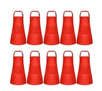 10 Pack Kids Apron Adjustable Children Apron with 2 Pockets Chef Painting Apron for Cooking Baking Painting Red