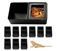 10 Pack Reptil Tazón De Comida De Agua, 2 Compartimentos De Plástico Anti-Escape De Gusanos Plato De Agua Plato De Alimentación para Pequeños Reptiles Gecko Lagarto Tortuga