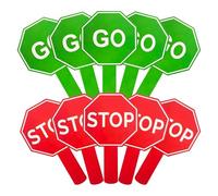 10 Pack Stop And Go Sign With Many - Red Green Green Light Watering Crossing Guard Signs Para Niños Enseñando La Seguridad Del Tráfico | Padeta De Advertencia De Doble Cara Impermeable Para La Sala De