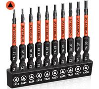 10-Pack Triangle Screwdriver Set - Premium S2 Steel Triangle Bit Set (2.56" Long Magnetic Head) 1/4 Hex-Shank, Sizes: TA12, TA14, TA16, TA18, TA20, TA23, TA25, TA27 (x2), TA30, Professional & DIY Use