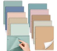 10 Packs 8.5 x 11 inch Top Spiral Notebook with 3 Hole Punched Legal Pads 40 Sheets College Ruled Notepad Hard Cardboard Paper Wirebound Pads for Business School Office Home Supplies (Soft Neutral)