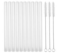 10 pajitas de cristal largas - Pajitas de cristal cortas de 15 cm - Pajitas de cristal aptas para lavavajillas - Pajitas de cristal