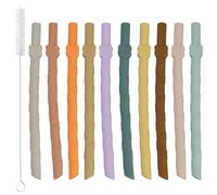 10 pajitas de silicona, pajitas reutilizables, pajitas silicona reutilizables, con 2 cepillos de limpieza, pajitas de repuesto, para bebidas calientes y frías (multicolor)