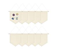 10 pancartas de lienzo de pared, lienzo blanco beige con clavija de madera, pin esmaltado para insignias, botones, colecciones de solapa