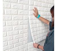 10 paneles de pared 3D autoadhesivos, aspecto de piedra, 70 x 77 cm, espuma de polietileno, DIY, ladrillos, piedra repujada, decoración de pared (blanco)