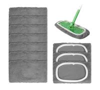 10 paños reutilizables compatibles con mopas Swiffer, fundas para mopas húmedas y secas para la limpieza de suelos de madera u otras superficies (gris, 25,4 x 11,5 cm)
