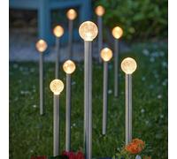 10 Paquete Solar Glowball Acero Inoxidable LED Multifunción Jardín Estaca Luces
