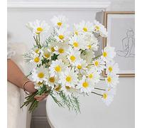 10 paquetes de margaritas artificiales,flores artificiales de seda de 20.5 pulgadas de alto, flores silvestres falsas para exteriores, para mesas de cocina, decoración de centros de mesa de boda