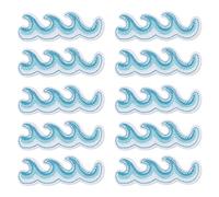 10 parche Bordado de Olas Del Océano de Letsinstyle, Parche Termoadhesivo de Ola de Mar Azul de 1.02 x 3.07 pulgada, Aplicación de Reparación de Costura con Bordado Retro