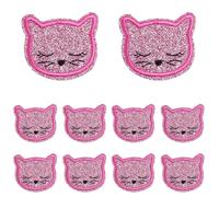 10 parches bordados de la serie rosa intenso, DIY, con dibujos gato, leopardo, amor, llama, for planchar for ropa, coser y aplicar(PE9799CT)