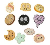 10 parches de costura de dibujos animados bordados de alimentos, parches de galletas para planchar, parches de reparación de hamburguesas para sombreros y zapatos