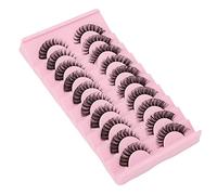 10 Pares DD CURL CURL SETLASHES SET - Pestañas de Falso 3D Tenues, Esponjosas y Reutilizables para Maquillaje y Cosplay - Millas de Ojo Falsas a Base Fibra Múltiples Capas a Base Fibra (Dh06-4)