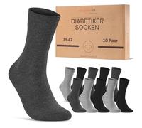 10 pares de calcetines para diabéticos para hombre y mujer sin cintura elástica y sin costuras, de algodón para diabéticos, con cintura cómoda, sin goma, Negro Antracita Gris, 39-42