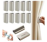 10 pares de cierres magnéticos para cortinas, clips de cortina resistentes con protección de privacidad, botones de metal desmontables, instalación sin taladro, pesos minimalistas para interiores y