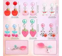 10 Pares De Clips Para Las Orejas, Aretes Lindos Y Frescos, Aretes De Fiesta, Coles De Frutas Para Niños, Accesorios De Viaje Diarios.