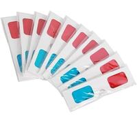 10 pares de gafas 3D de cartón rojo/cian