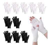 10 pares de guantes de algodón blanco negro guantes sin dedos para pantalla táctil guantes finos para manos secas dormir guantes de humedad