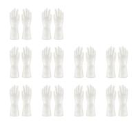 10 Pares De Guantes Limpieza Pvc Impermeables Resistentes Al Desgaste | Material De Látex Tareas Domésticas Lavandería Lavado De Platos Cocina(White-05,L)
