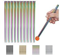 10 Pares de Palillos Arcoíris Palillos Arcoíris de Acero Inoxidable, Reutilizables, Con Revestimiento de Titanio, Antideslizante, Apto Para Lavavajillas, 8,9 Pulgadas