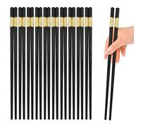 10 pares de palillos de fibra de vidrio de alta calidad para sushi, ramen, platos asiáticos, palitos de chinos japoneses antideslizantes color negro y dorado, 9.4 pulgadas de largo