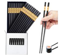 10 Pares de Palillos de Fibra de Vidrio, Palillos de Aleación de 24 cm, Palillos Reutilizables Aptos para Lavavajillas, Palillos Chinos Antideslizantes